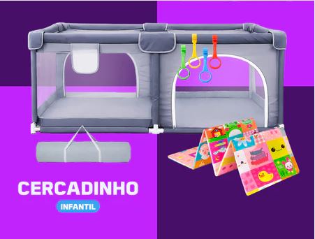 Cercadinho Bebê + Tapete + Bolsa + Argola Grande Chiqueirinho
