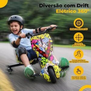 Triciclo Infantil Elétrico Drift 350W LED Bluetooth 3 Velocidades