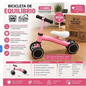 Bicicleta Equilíbrio Infantil Sem Pedal Rosa