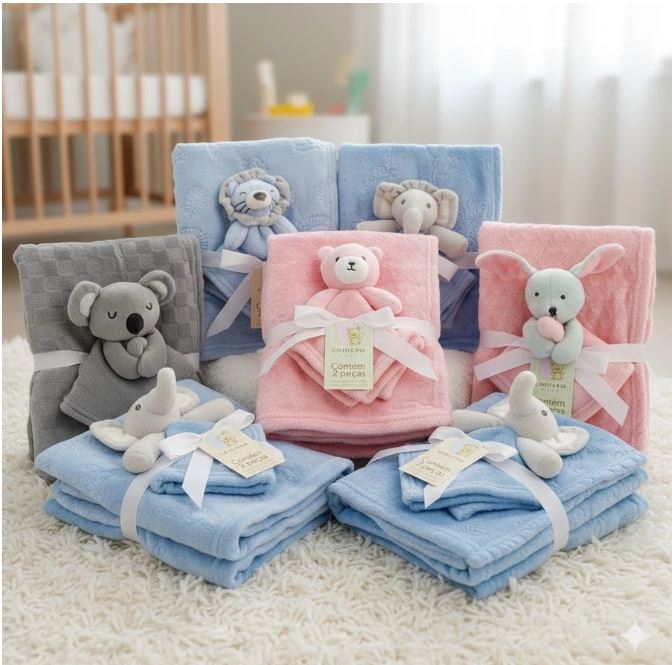 Manta Com Naninha Fofis Baby Cobertor Bebê