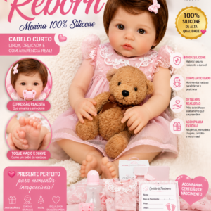 Boneca Reborn Bonito Cabelo Curto Menina